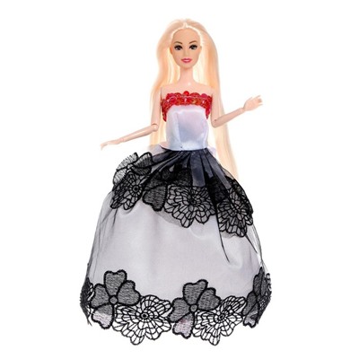 Кукла-модель шарнирная «Лили», платье белое с чёрным 9046739