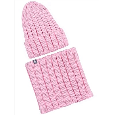 Комплект шапка и снуд 12з9422 светло-розовый