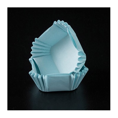 Капсулы для конфет голубые квадрат. 35*35 мм, h 25 мм, 15-20 шт.
