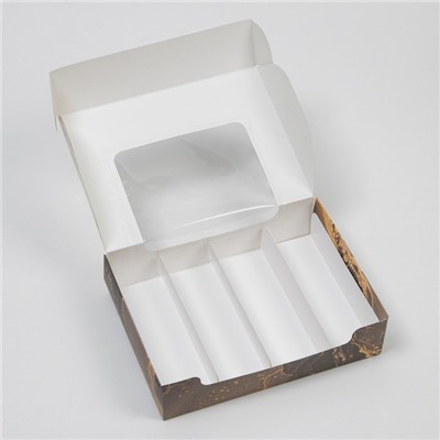 Коробка для эклеров с вкладышами «Мрамор» - (вкладыш - 4 шт),  20 х 15 х 5 см