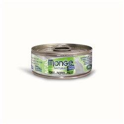 Влажный корм Monge Cat Natural для кошек, тунец с курицей, ж/б, 80 г