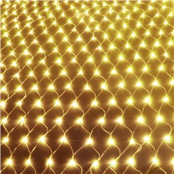 Светодиодная LED гирлянда Сетка 1,5*1,5 м. Золотое свечение
