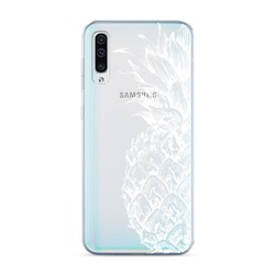Силиконовый чехол Ананас графика белая на Samsung Galaxy A50