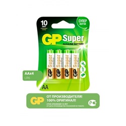 GP Super Alkaline AA ( 4шт ) LR6 BL-4 15A-2CR4 *10*