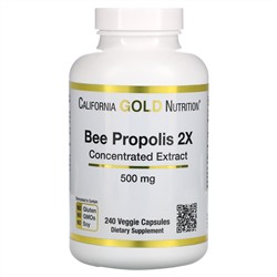 California Gold Nutrition, Пчелиный прополис 2X, концентрированный экстракт, 500 мг, 240 растительных капсул