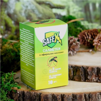 Влажная салфетка от комаров на натуральных эфирных маслах, 10 шт