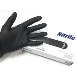 Перчатки NITRILE нитриловые черные 50пар 100шт размер S