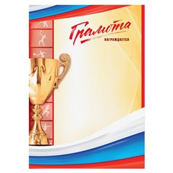 Грамота спортивная «Награждается», РФ символика, 157 гр., 21 х 29,5 см