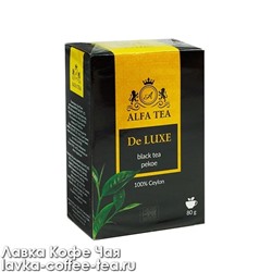 чай Alfa De Luxe, чёрный PEKOE, Цейлон, картон 80 г.