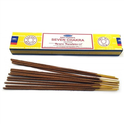 Благовония Семь Чакр Satya Nag Champa Seven Chakra 15 гр. (12 шт.)