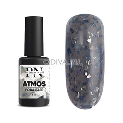 Patrisa nail, POTAL Atmos base - каучуковая база с чёрной поталью (серая), 8 мл