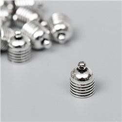 Концевик металл для творчества "Купол с полосками" серебро G115B347 1,3х1 см