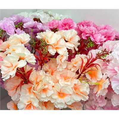 Цветы искусственные декоративные Абрикосовый цвет 5 веток 60 цветков 47 см