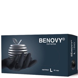 BENOVY Перчатки нитриловые ЧЕРНЫЕ L 100 шт/уп