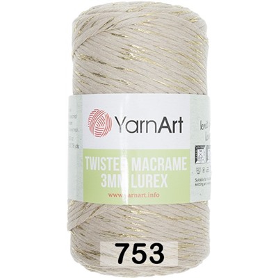 Пряжа Yarnart Macrame Twisted 3 Mm Lurex