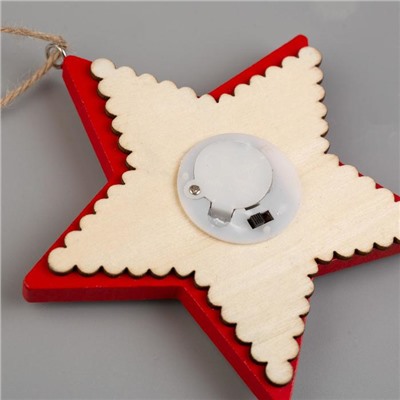 Ёлочная игрушка «Красная звезда с Дедом Морозом», батарейки, свечение тёплое белое
