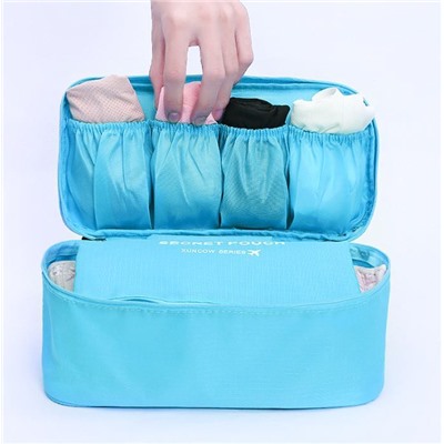 15%Дорожный органайзер для белья и косметики - сумка органайзер для путешествий,1 шт. Размер 28*16*12 см. Цвет голубой.