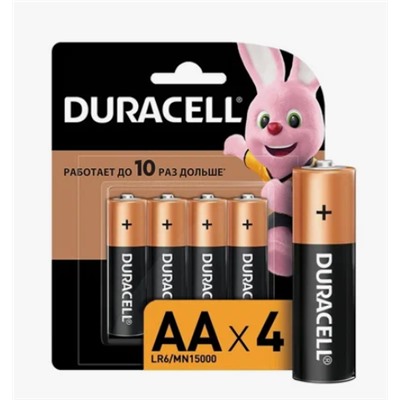 Батарейка DURACELL BASIC АА 1.5V/LR06 (4 шт.) (Щелочной элемент питания)