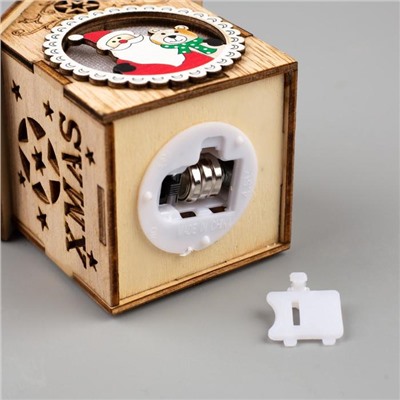 Ёлочная игрушка «Домик с Дедом Морозом и медведем», батарейки, свечение тёплое белое