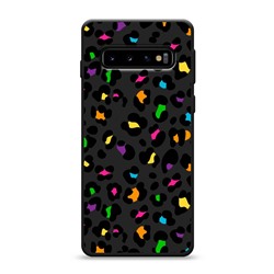 Матовый силиконовый чехол Яркий леопард на Samsung Galaxy S10