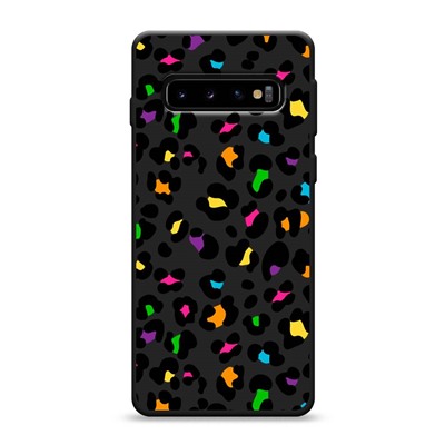 Матовый силиконовый чехол Яркий леопард на Samsung Galaxy S10