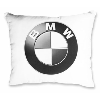 Автомобильная подушка 30х35 см "BMW" черно-белая