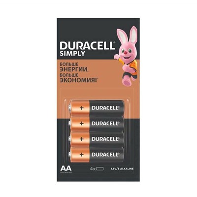 Батарейка DURACELL BASIC АА 1.5V/LR06 (16 шт.) (Щелочной элемент питания)на карте (4шт.X4 =16шт.)