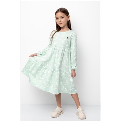 Платье для девочки Crockid К 5770 пастельный зеленый, веточки