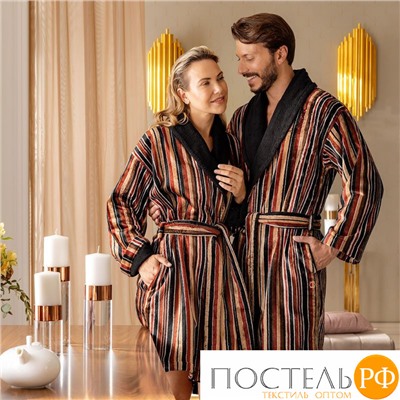 TOGAS ЭРВЕ корич-черн Халат L-XL(50), 1 пр., 75% хлопок/25% модал, 450 г/м2