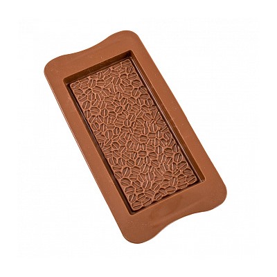 Форма силиконовая для шоколада "Плитка кофейные зерна" 8*16 см