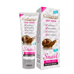 Pei Mei, Маска пилинг для лица с Коллагеном и муцином Улитки Collagen Snail Peel-off Black Mask, 120 мл