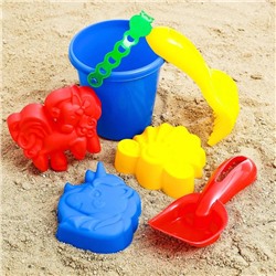 Набор для игры в песке №44: ведёрко, 3 формочки, грабельки, лопатка, МИКС 2881434