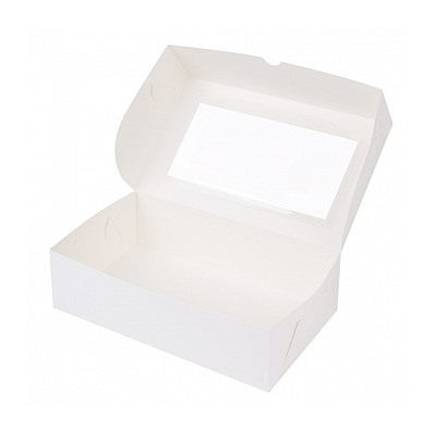 Коробка под зефир 25*15*7 см белая с окном