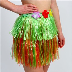 Гавайская юбка, 40 см, двухцветная зелёно-разноцветная 7471600