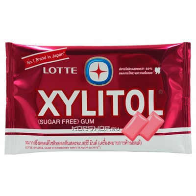 Жевательная резинка Клубника и Мята Xylitol Strawberry Mint Thai Lotte, Таиланд, 11,6 г