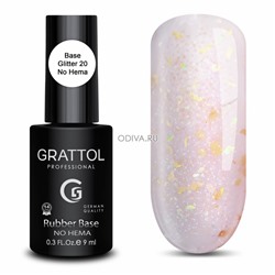 Grattol, Base Glitter - база-камуфляж с шиммером и поталью (№20), 9 мл