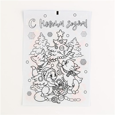 Наклейки бумажные «Зимние радости», c раскраской на обороте, 11 × 15,5 см