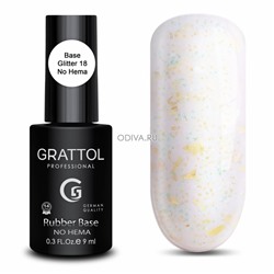 Grattol, Base Glitter - база-камуфляж с шиммером и поталью (№18), 9 мл