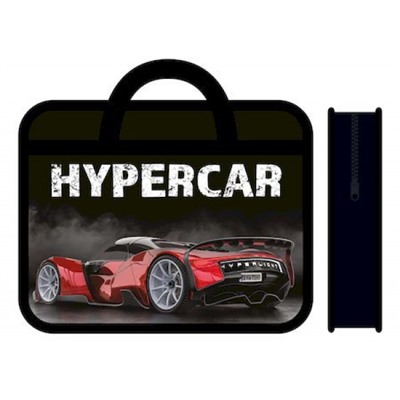 Папка пластиковая А4 на молнии с ручками 33х26х7,5 см ПМ-А4-25 "HYPERCAR" Пчелка