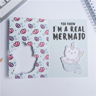 Фигурные стикеры в открытке "I am mermaid"