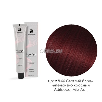 Adricoco, Miss Adri - крем-краска для волос (8.66 Светлый блонд интенсивно красный), 100 мл