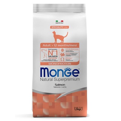 Сухой корм Monge Cat Speciality Line Monoprotein Adult для кошек, лосось, 1,5 кг