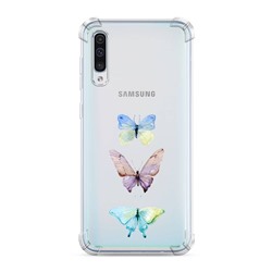 Противоударный силиконовый чехол Акварельные бабочки на Samsung Galaxy A50