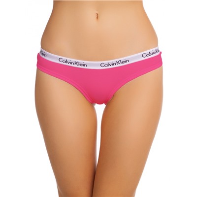 Женские стринги Calvin Klein темно-розовые с тонкой белой резинкой B67