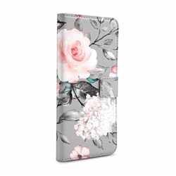 Чехол-книжка Розы на сером на Xiaomi Redmi Note 8 Pro