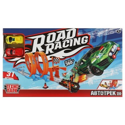 Игрушка пластик ROAD RACING автотрек 2 машинки, 2 петли, кор. Технопарк