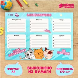 Расписание уроков «Будни весёлого котика» А4