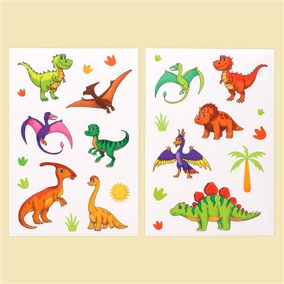 Набор наклеек с раскраской «Динозавры», 14.5 × 21 см