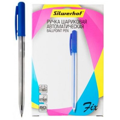 Ручка автоматическая шариковая 0.7мм "Fix" синяя, одноразовая (1171239) SILWERHOF