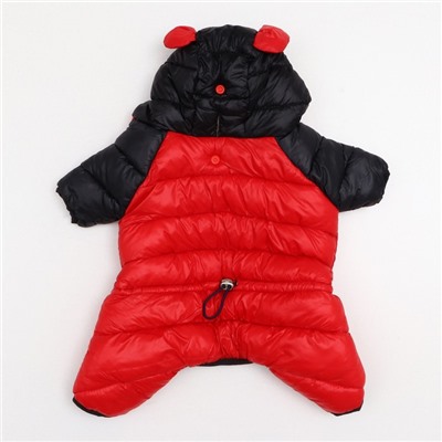 Комбинезон "Медвежонок", размер 10 (ДС 25 см, ОГ 34 см, ОШ 24 см), чёрно-красный